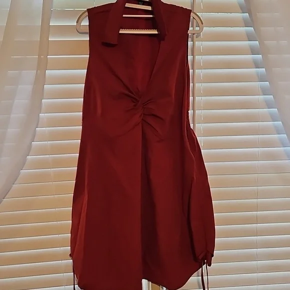 Red Mini Dress With Adjustable Side For Lenth. - Picture 2 of 4
